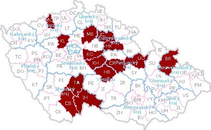 Kamnáři, krbaři, krby, kamna - Mapa českých okresů 